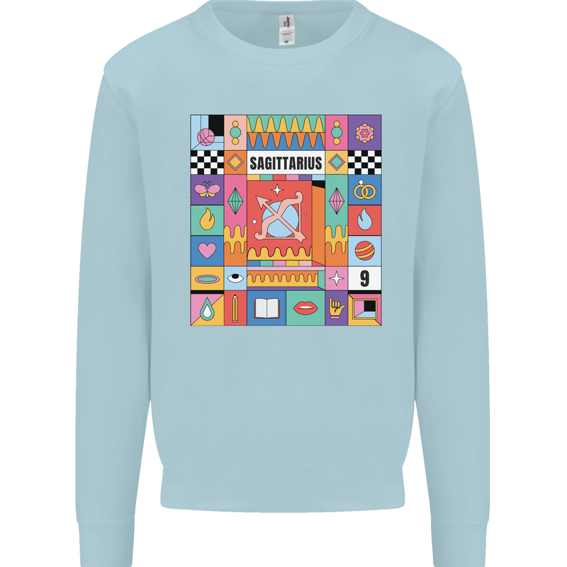 Vibrant Sagittarius Star Sign Zodiac Kids Sweatshirt Jumper Light Blue