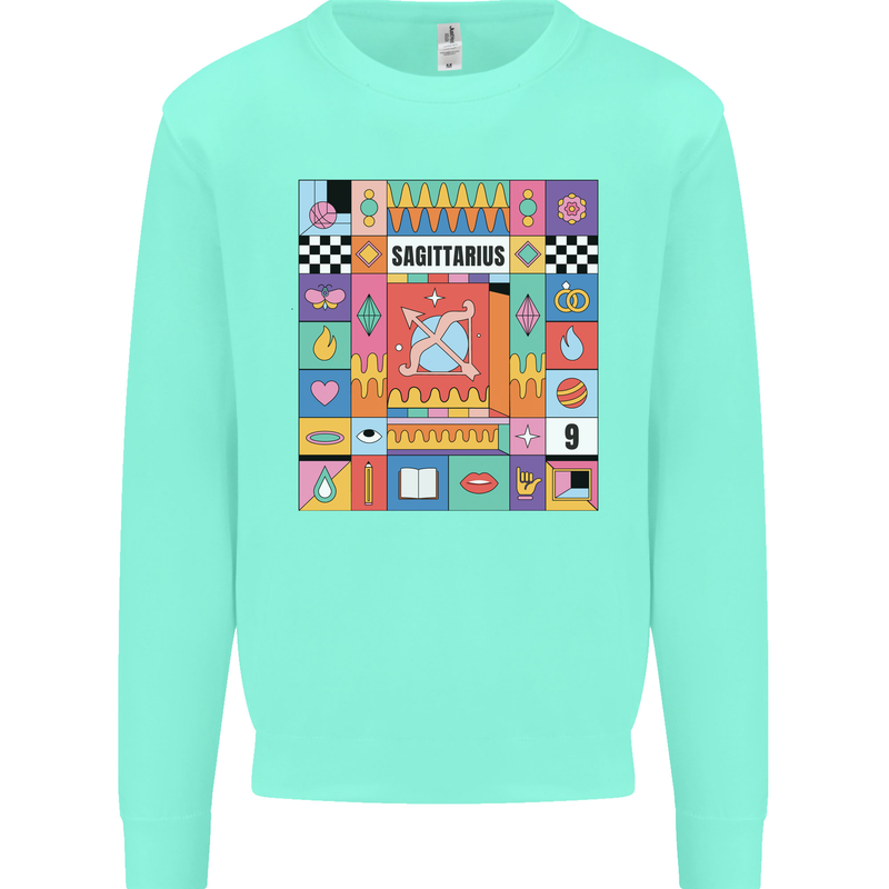Vibrant Sagittarius Star Sign Zodiac Kids Sweatshirt Jumper Peppermint