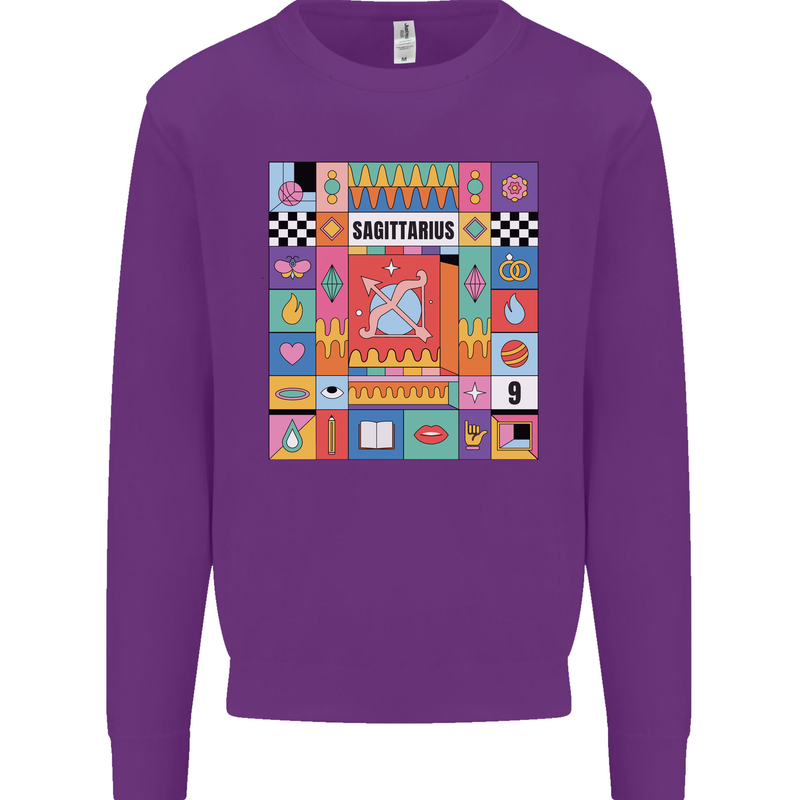 Vibrant Sagittarius Star Sign Zodiac Kids Sweatshirt Jumper Purple