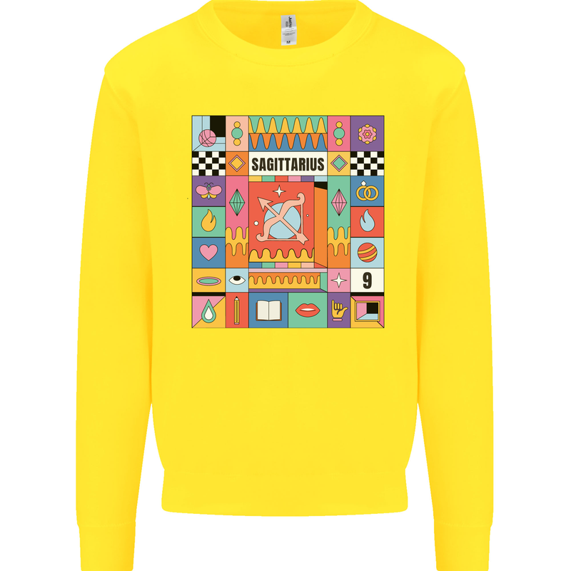 Vibrant Sagittarius Star Sign Zodiac Kids Sweatshirt Jumper Yellow