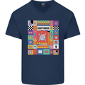 Vibrant Sagittarius Star Sign Zodiac Mens V-Neck Cotton T-Shirt Navy Blue