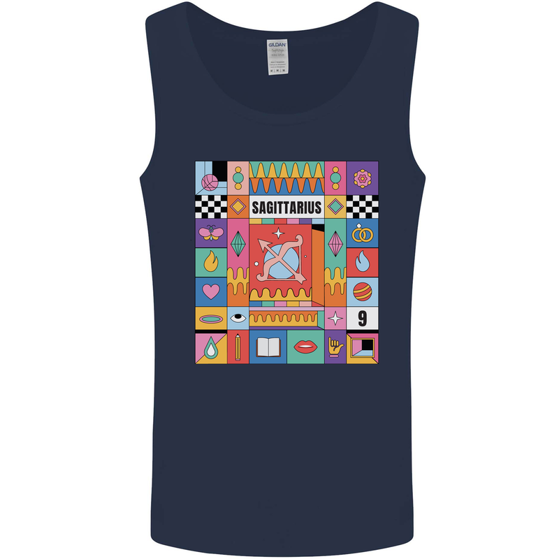 Vibrant Sagittarius Star Sign Zodiac Mens Vest Tank Top Navy Blue