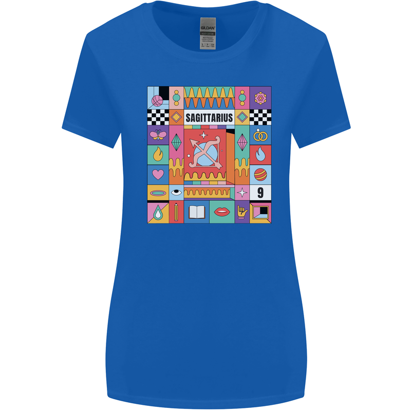 Vibrant Sagittarius Star Sign Zodiac Womens Wider Cut T-Shirt Royal Blue