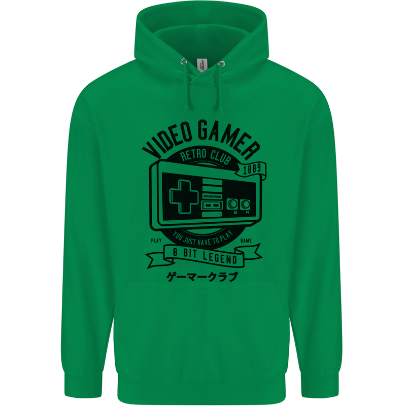 Video Gamer Retro Club Gaming Childrens Kids Hoodie Irish Green