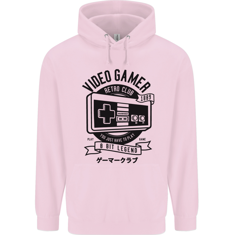 Video Gamer Retro Club Gaming Childrens Kids Hoodie Light Pink