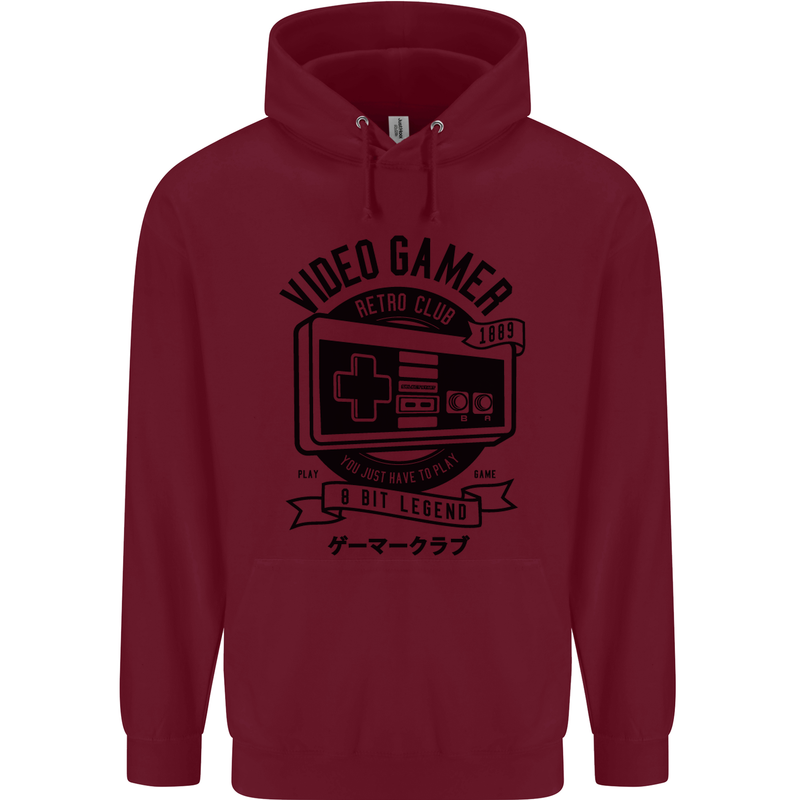 Video Gamer Retro Club Gaming Childrens Kids Hoodie Maroon
