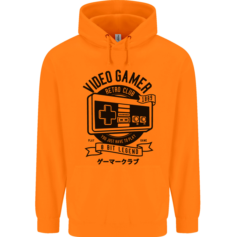 Video Gamer Retro Club Gaming Childrens Kids Hoodie Orange