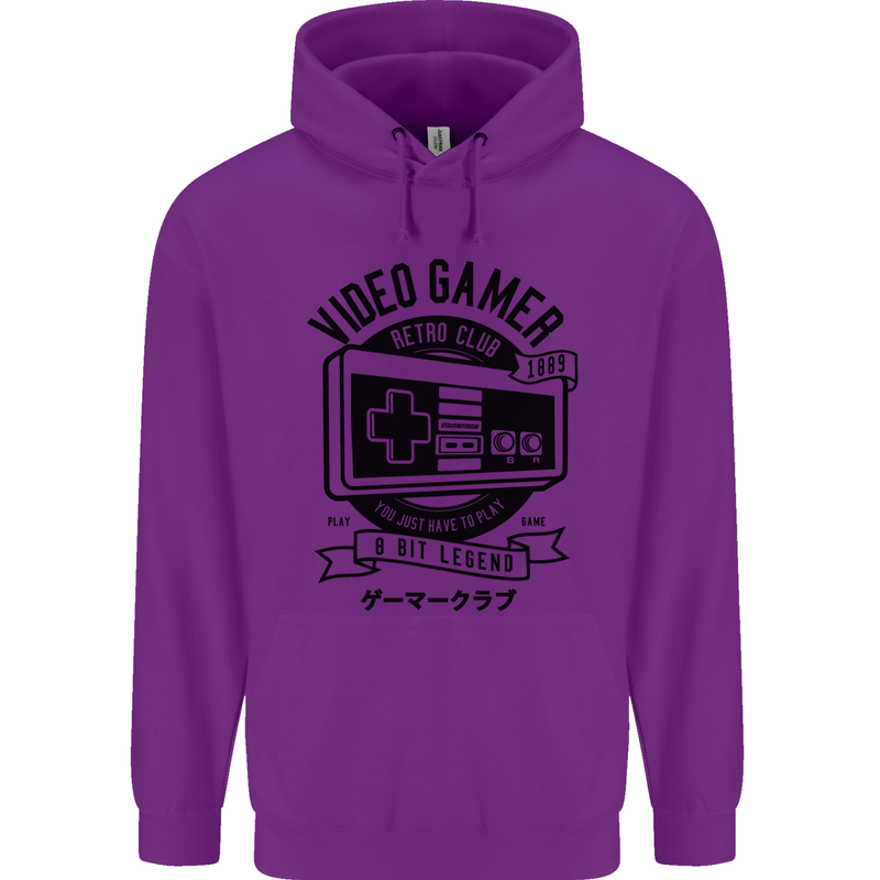 Video Gamer Retro Club Gaming Childrens Kids Hoodie Purple