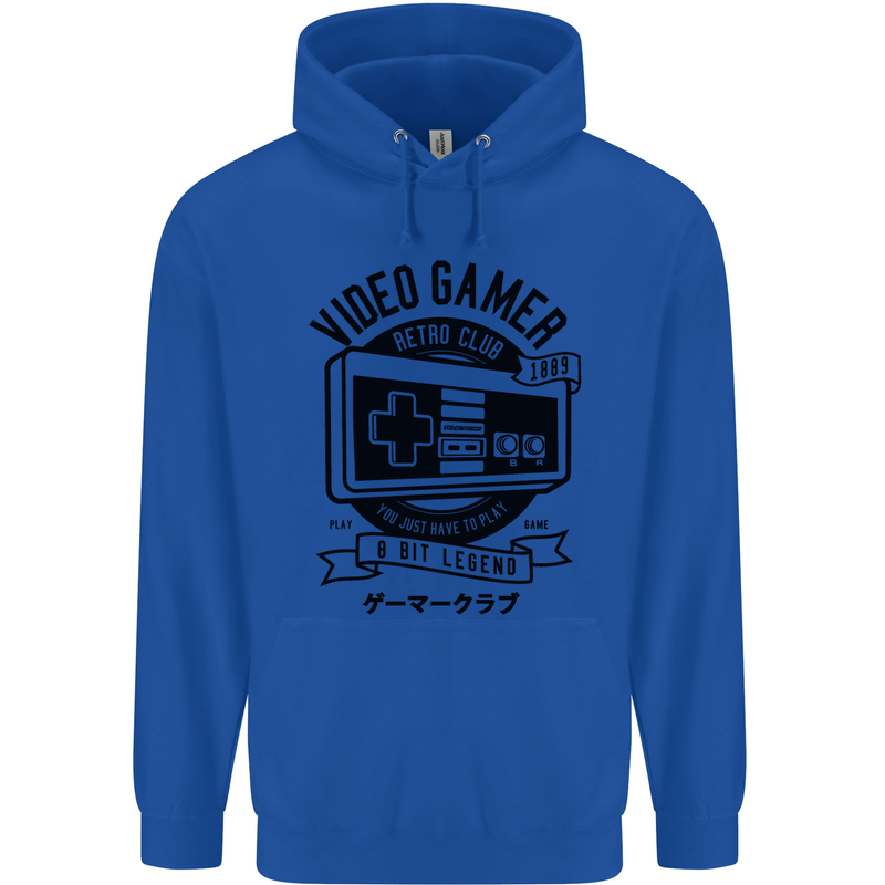 Video Gamer Retro Club Gaming Childrens Kids Hoodie Royal Blue