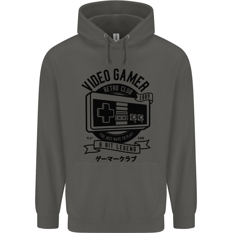 Video Gamer Retro Club Gaming Childrens Kids Hoodie Storm Grey
