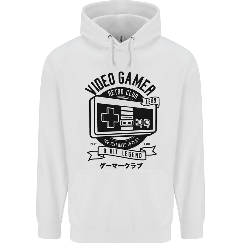 Video Gamer Retro Club Gaming Childrens Kids Hoodie White