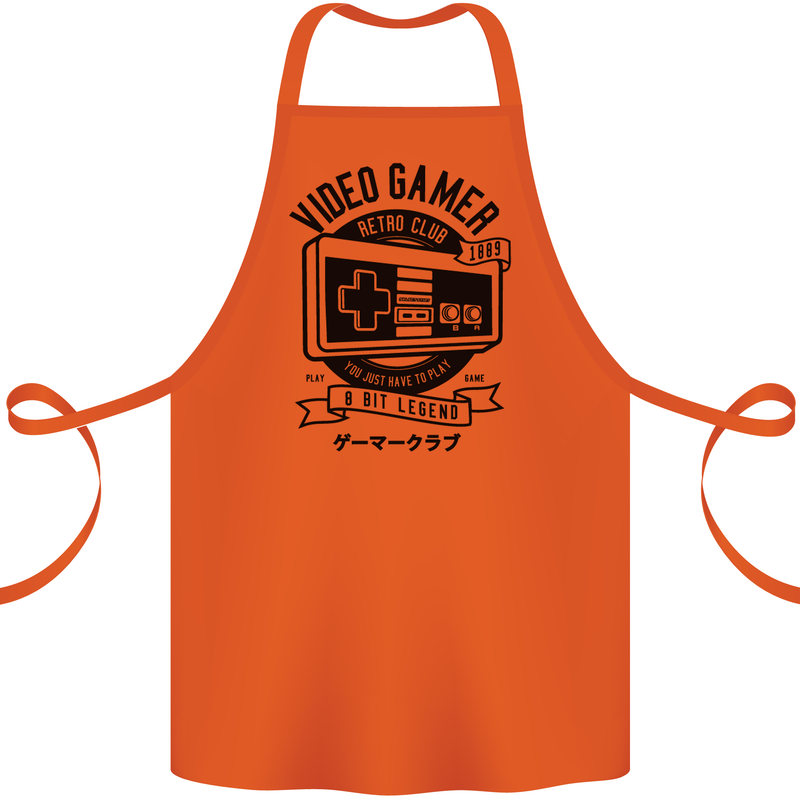 Video Gamer Retro Club Gaming Cotton Apron 100% Organic Orange