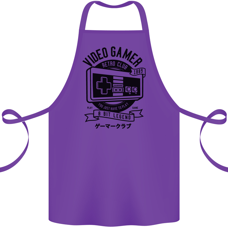 Video Gamer Retro Club Gaming Cotton Apron 100% Organic Purple