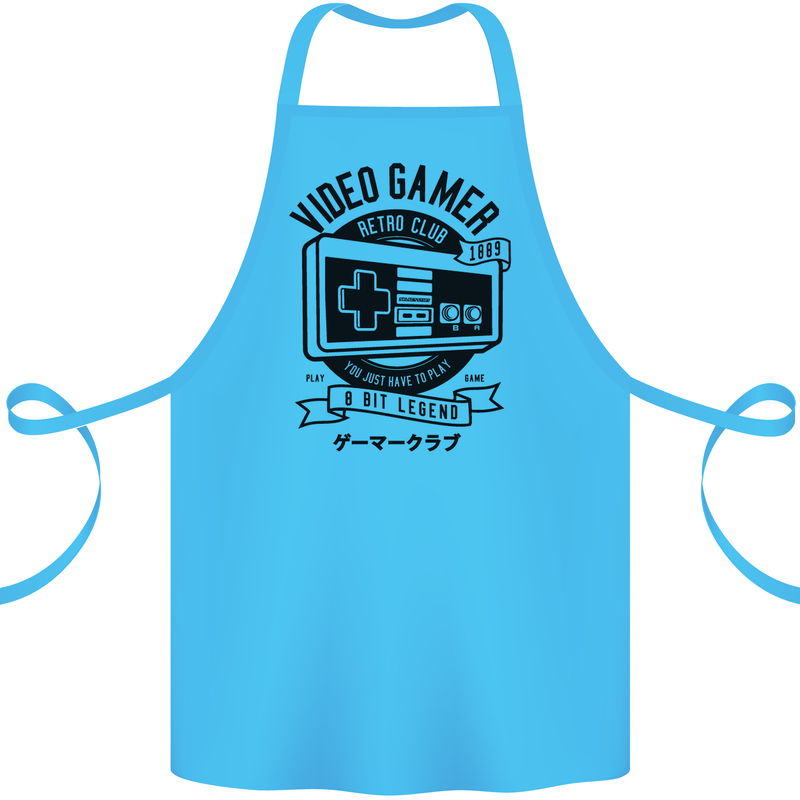 Video Gamer Retro Club Gaming Cotton Apron 100% Organic Turquoise