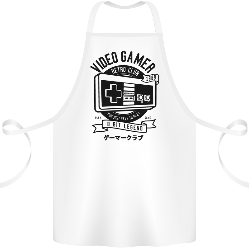 Video Gamer Retro Club Gaming Cotton Apron 100% Organic White