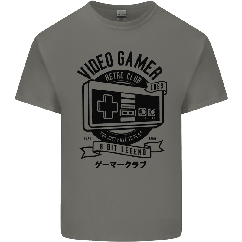 Video Gamer Retro Club Gaming Kids T-Shirt Childrens Charcoal
