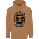 Video Gamer Retro Club Gaming Mens 80% Cotton Hoodie Caramel Latte
