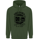 Video Gamer Retro Club Gaming Mens 80% Cotton Hoodie Forest Green