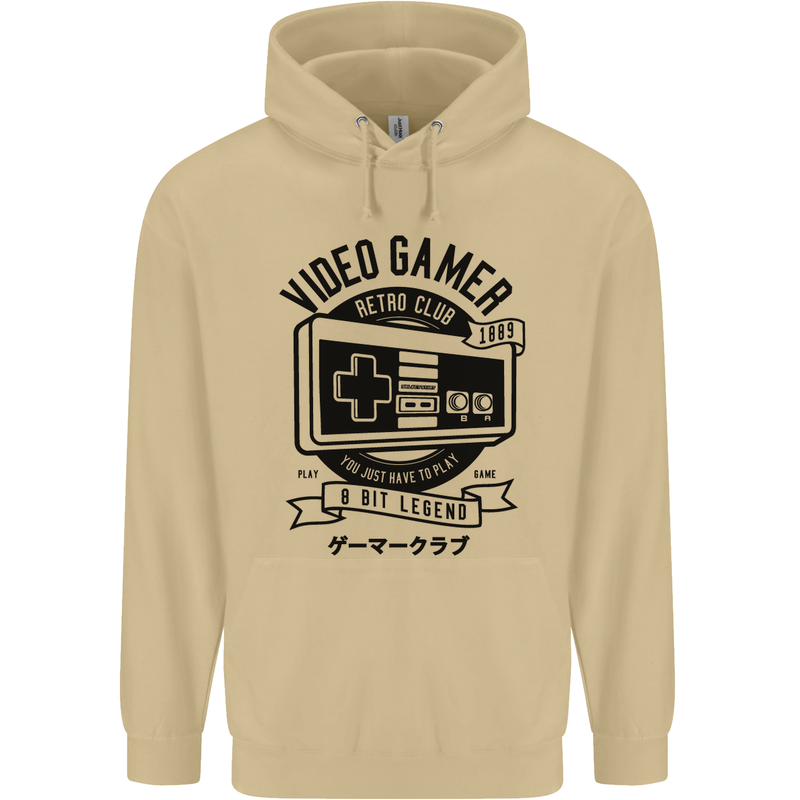 Video Gamer Retro Club Gaming Mens 80% Cotton Hoodie Sand