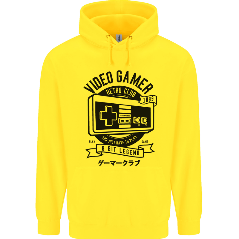 Video Gamer Retro Club Gaming Mens 80% Cotton Hoodie Yellow
