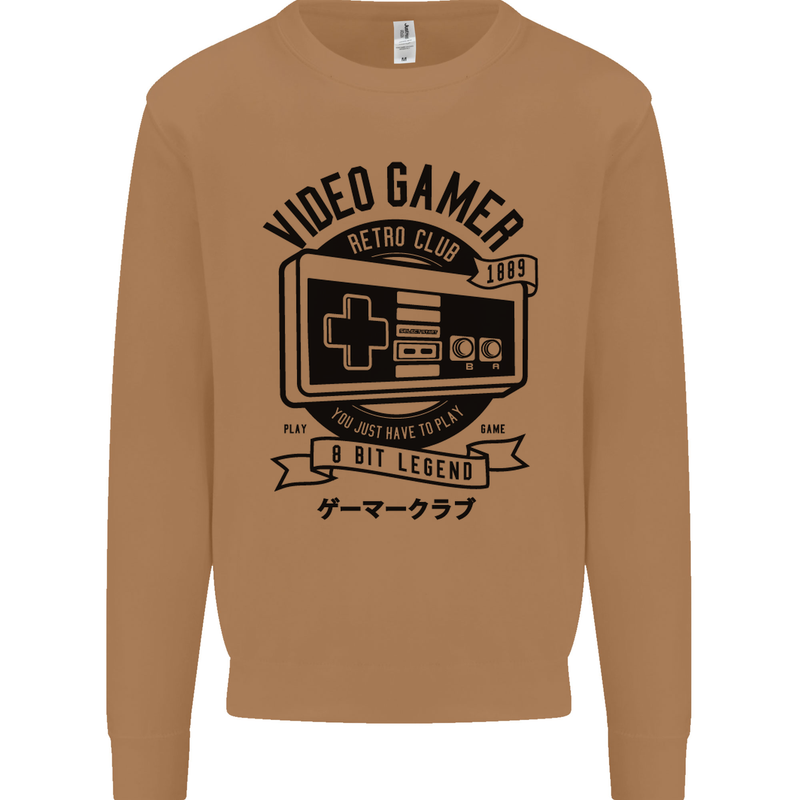 Video Gamer Retro Club Gaming Mens Sweatshirt Jumper Caramel Latte