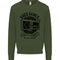 Video Gamer Retro Club Gaming Mens Sweatshirt Jumper Forest Green