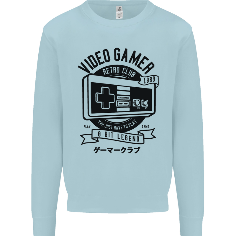 Video Gamer Retro Club Gaming Mens Sweatshirt Jumper Light Blue