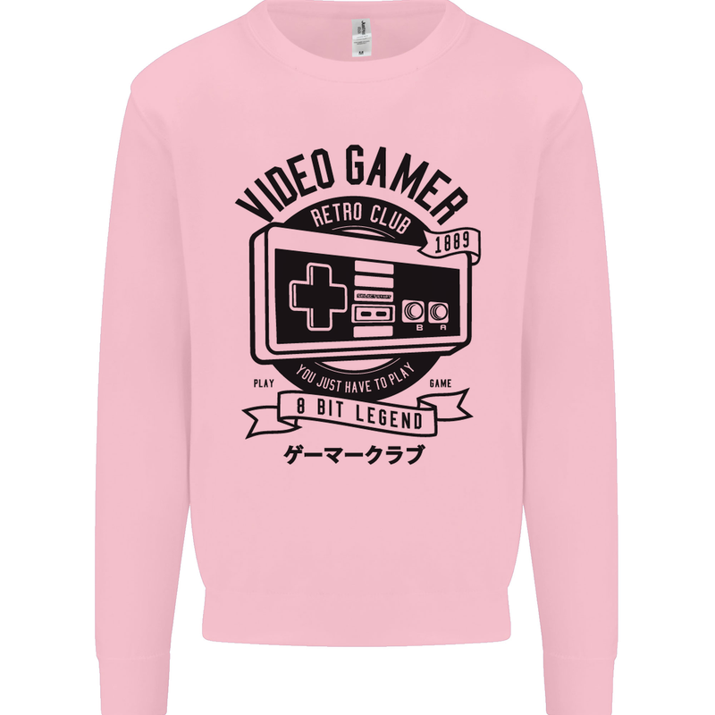 Video Gamer Retro Club Gaming Mens Sweatshirt Jumper Light Pink