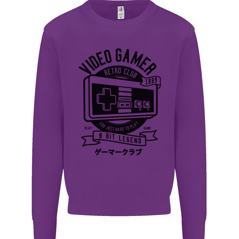 Video Gamer Retro Club Gaming Mens Sweatshirt Jumper Purple