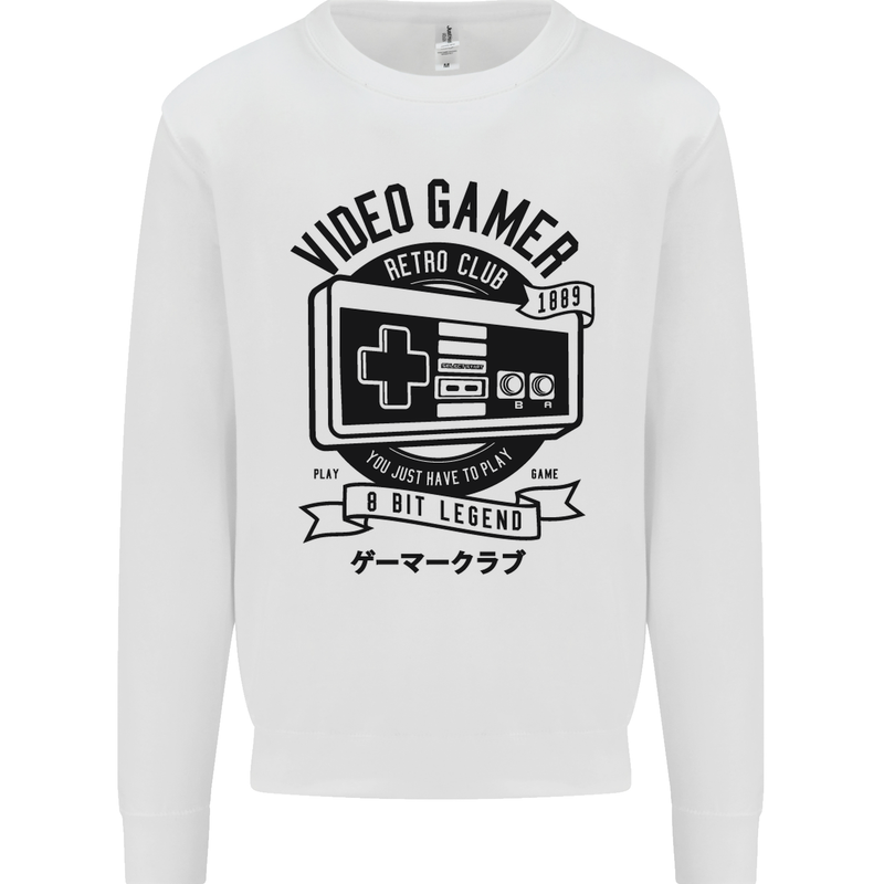 Video Gamer Retro Club Gaming Mens Sweatshirt Jumper White