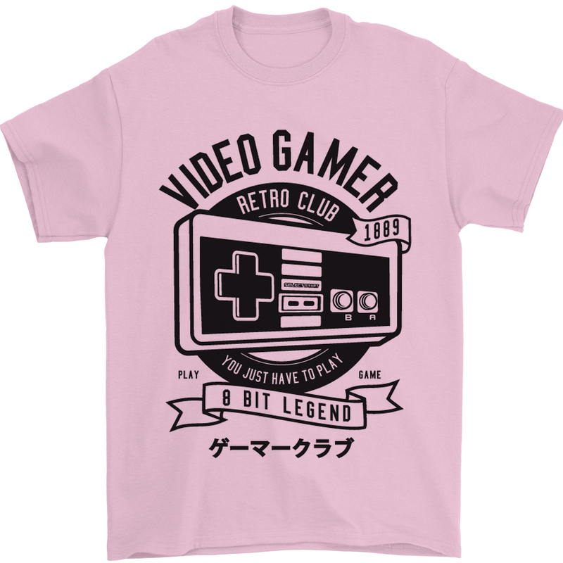 Video Gamer Retro Club Gaming Mens T-Shirt Cotton Gildan Light Pink