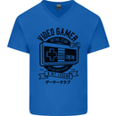 Video Gamer Retro Club Gaming Mens V-Neck Cotton T-Shirt Royal Blue