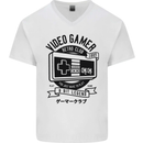 Video Gamer Retro Club Gaming Mens V-Neck Cotton T-Shirt White