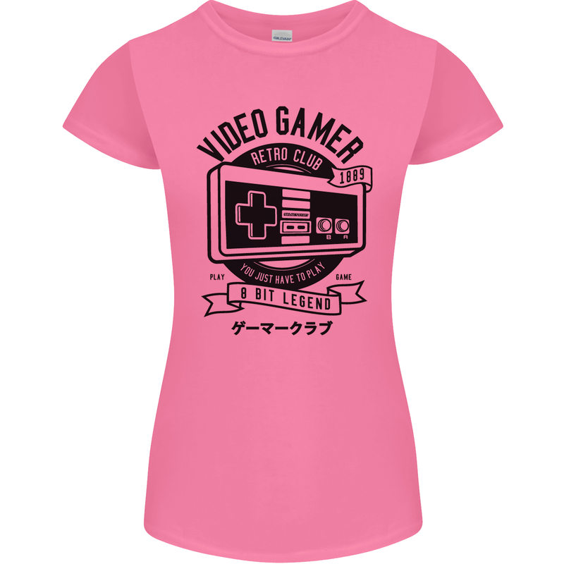 Video Gamer Retro Club Gaming Womens Petite Cut T-Shirt Azalea