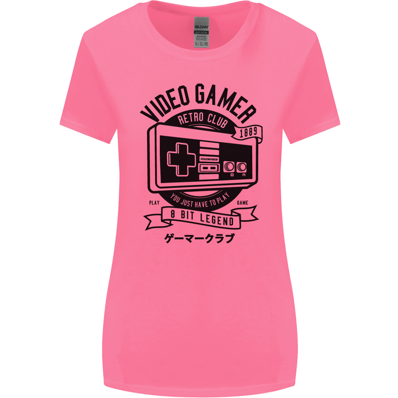 Video Gamer Retro Club Gaming Womens Wider Cut T-Shirt Azalea