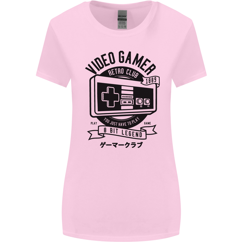 Video Gamer Retro Club Gaming Womens Wider Cut T-Shirt Light Pink