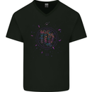 Vigo Neon Star Sign Zodiac Astrological Mens V-Neck Cotton T-Shirt Black