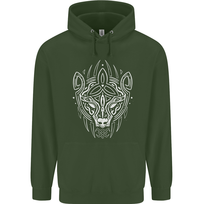 Viking Bear Symbols With Valknut Symbol Childrens Kids Hoodie Forest Green