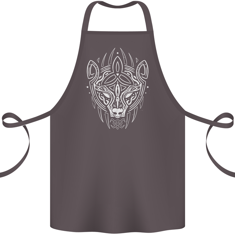 Viking Bear Symbols With Valknut Symbol Cotton Apron 100% Organic Dark Grey