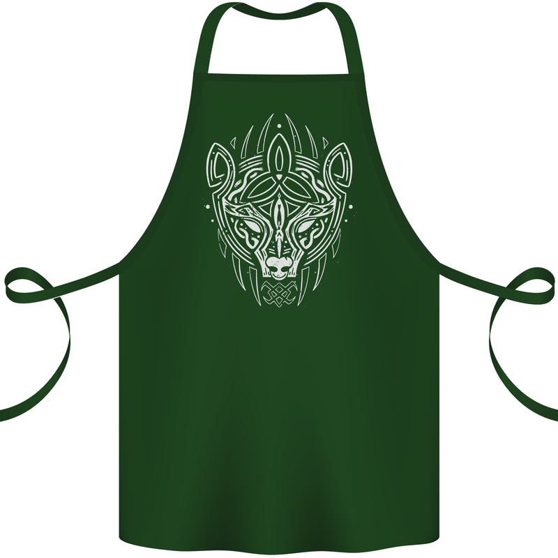 Viking Bear Symbols With Valknut Symbol Cotton Apron 100% Organic Forest Green