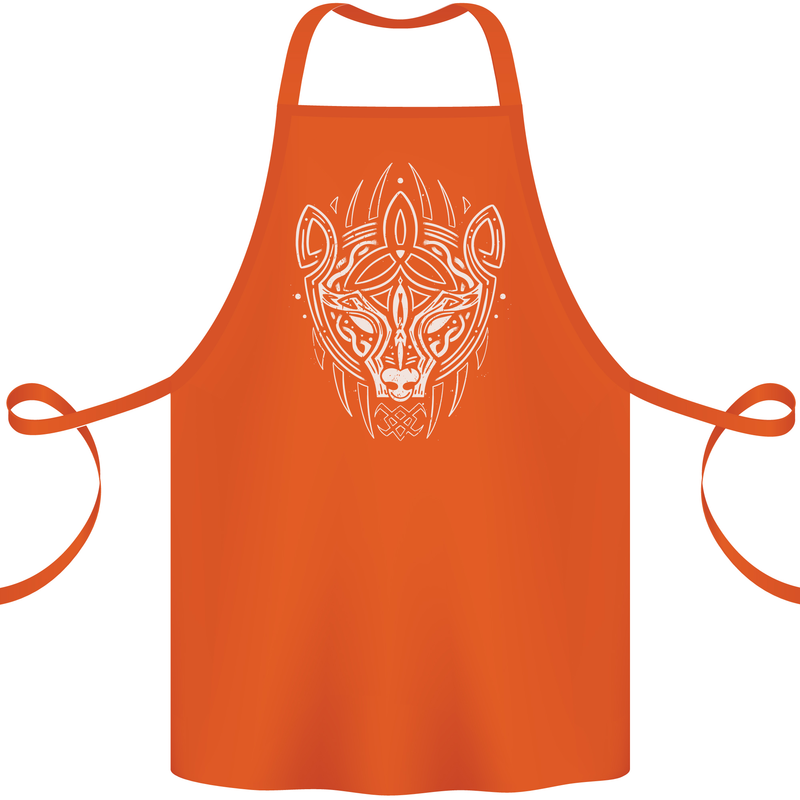 Viking Bear Symbols With Valknut Symbol Cotton Apron 100% Organic Orange
