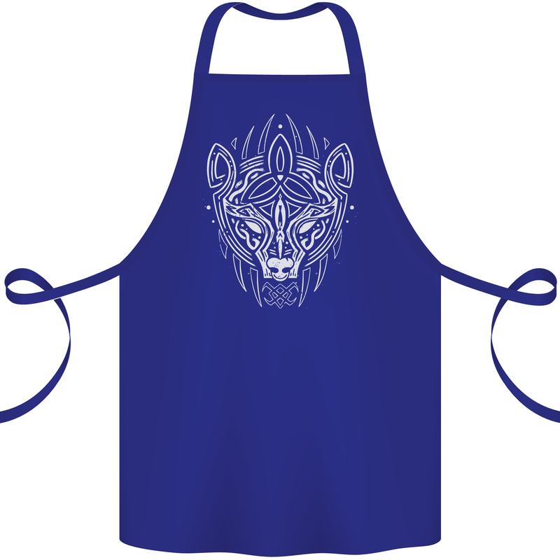 Viking Bear Symbols With Valknut Symbol Cotton Apron 100% Organic Royal Blue