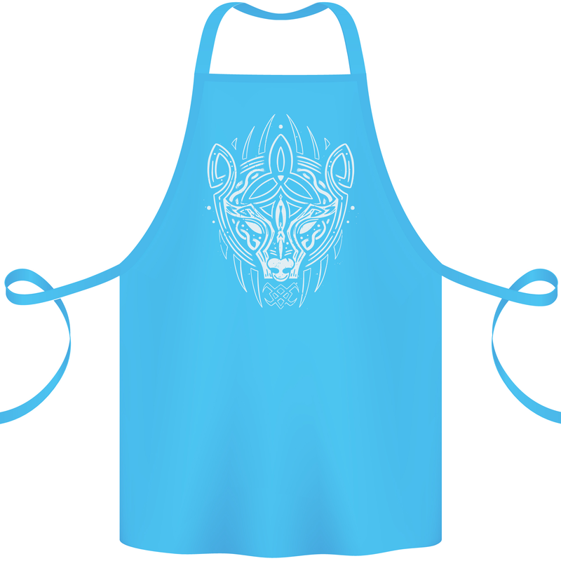 Viking Bear Symbols With Valknut Symbol Cotton Apron 100% Organic Turquoise