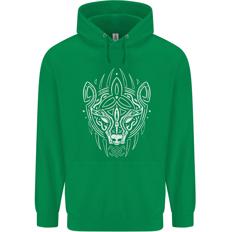 Viking Bear Symbols With Valknut Symbol Mens 80% Cotton Hoodie Irish Green