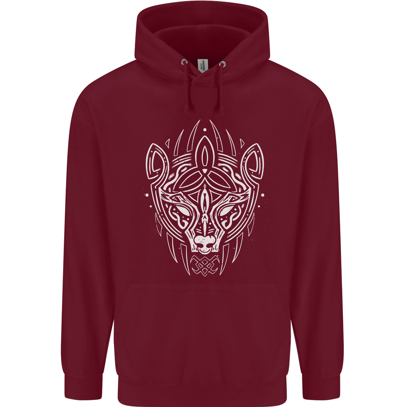 Viking Bear Symbols With Valknut Symbol Mens 80% Cotton Hoodie Maroon