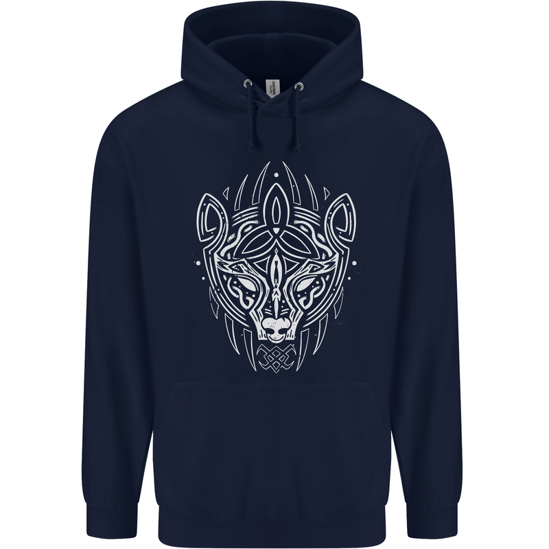 Viking Bear Symbols With Valknut Symbol Mens 80% Cotton Hoodie Navy Blue