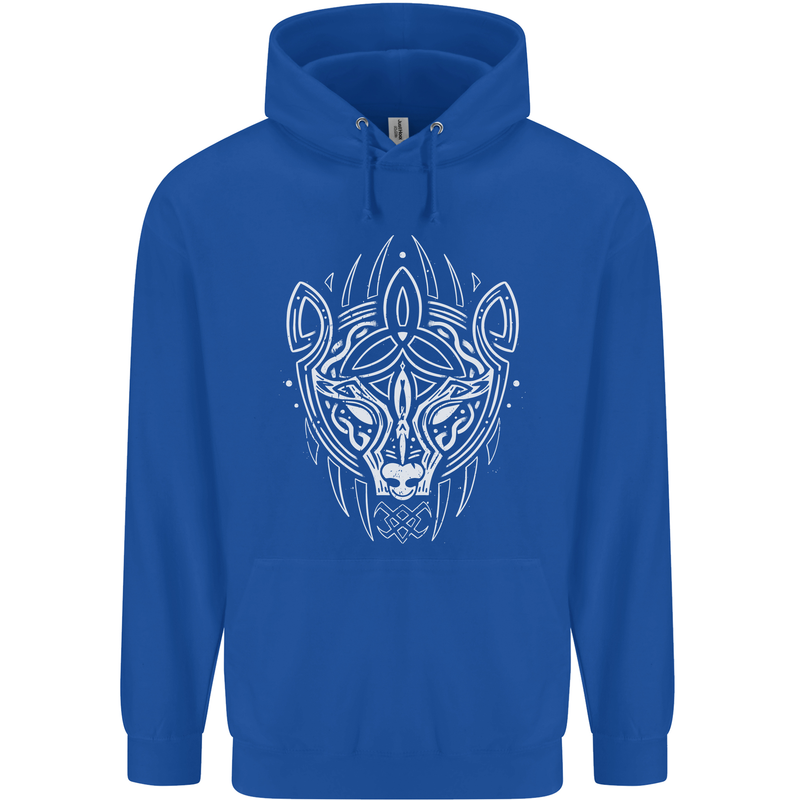 Viking Bear Symbols With Valknut Symbol Mens 80% Cotton Hoodie Royal Blue