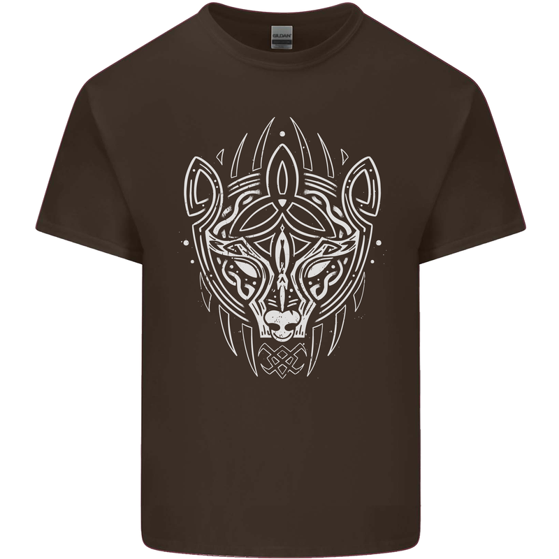 Viking Bear Symbols With Valknut Symbol Mens Cotton T-Shirt Tee Top Dark Chocolate