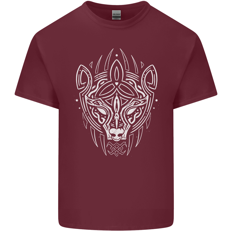 Viking Bear Symbols With Valknut Symbol Mens Cotton T-Shirt Tee Top Maroon