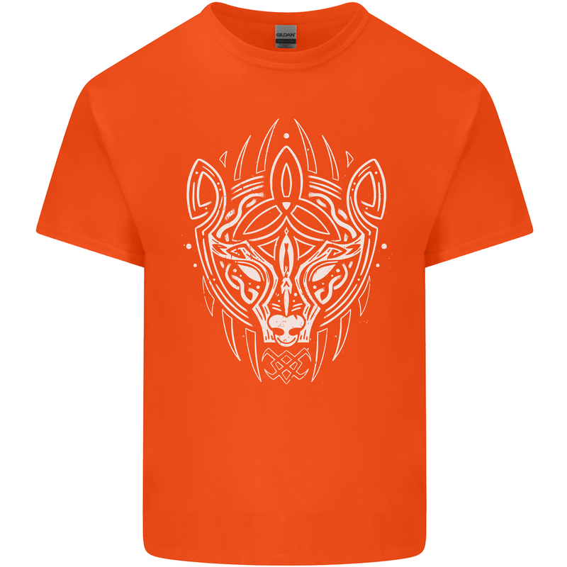 Viking Bear Symbols With Valknut Symbol Mens Cotton T-Shirt Tee Top Orange